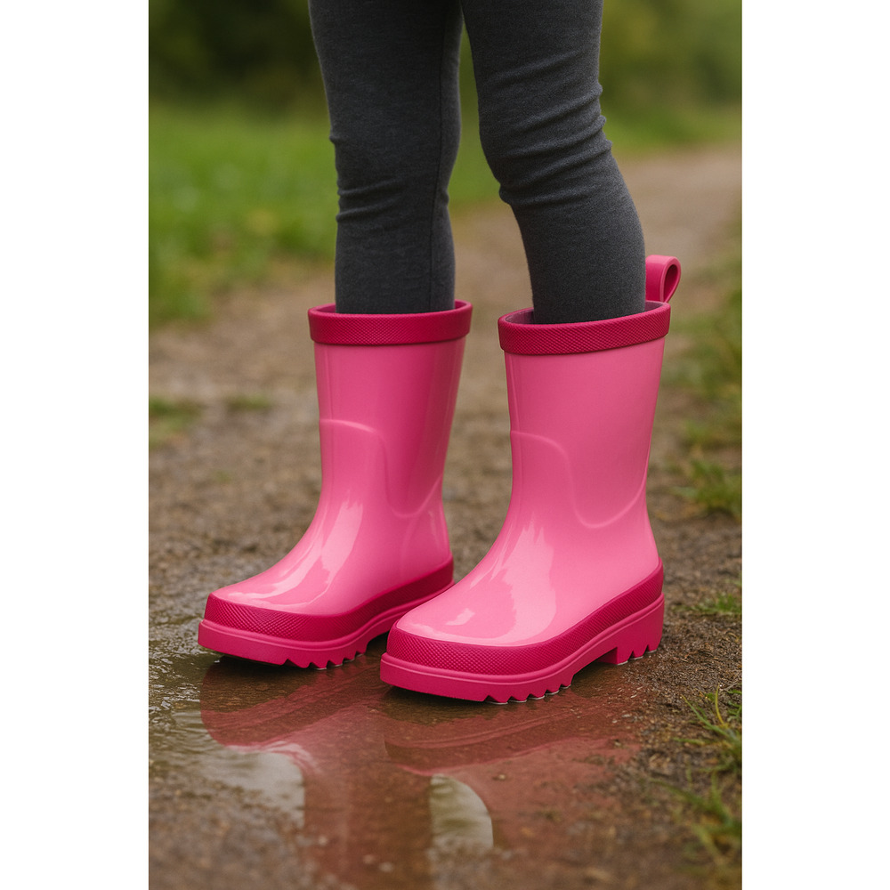 Landchief Kids Pink Rain Boots Size 1 Waterproof Rubber Pull On Colorblock